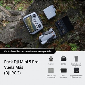 dron dji mini 5 pro y mando rc n2 y varios accseorios y componentes